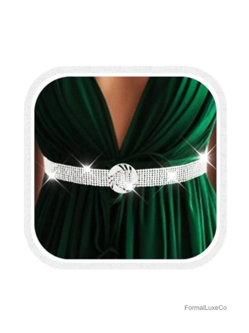 Rhinestone Waist Belt with O Ring Buckle Adjustable Length